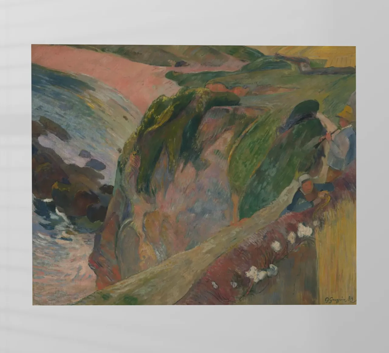Paul Gauguin - Il suonatore di flageolet sulla scogliera pellicola backlit da Timeless Artworks