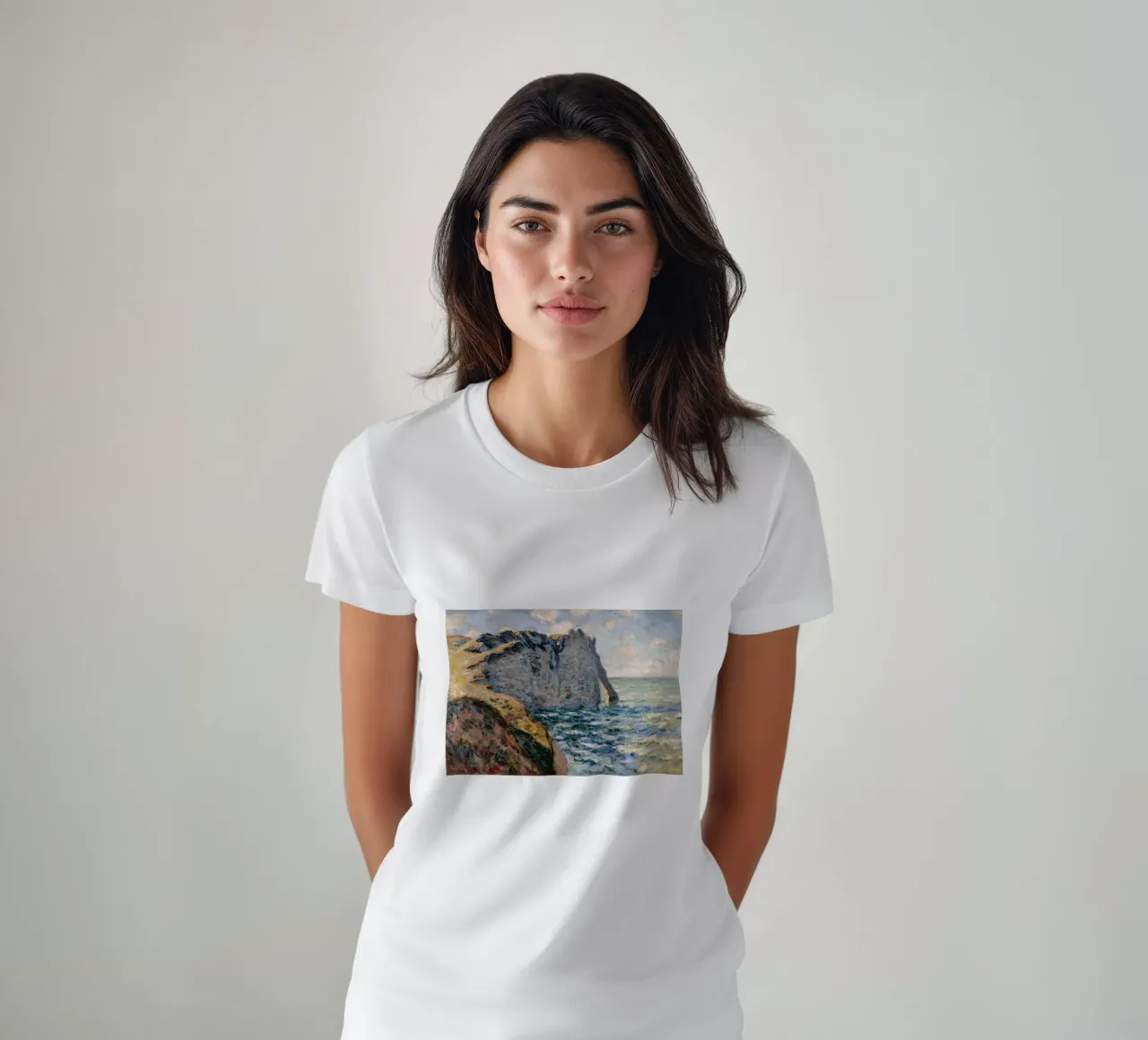 Claude Monet - La falesia di Aval, Etrétat t-shirt da Timeless Artworks