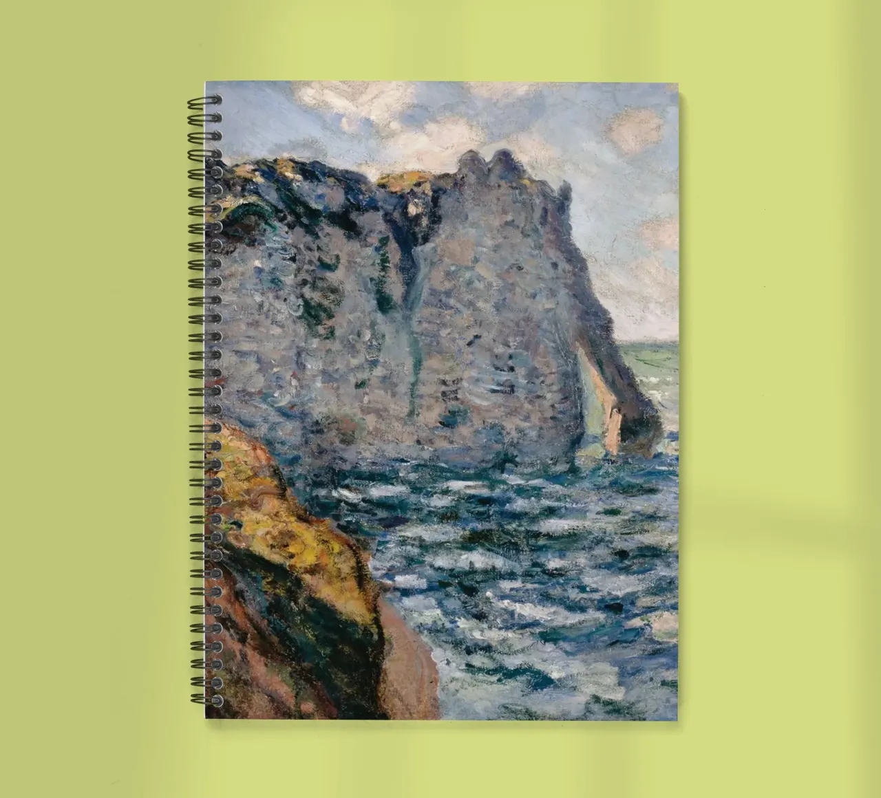 Claude Monet - The Cliff of Aval, Etrétat spiral notebook by Timeless Artworks