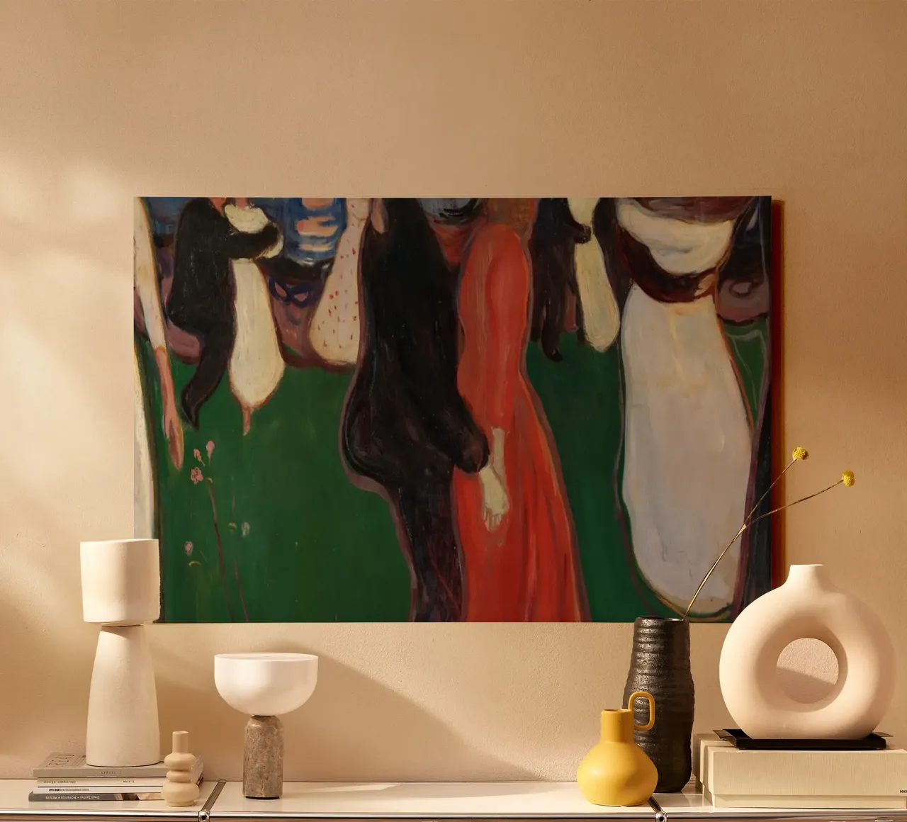 Edvard Munch - De dans van het leven canvas met Baklijst van Timeless Artworks