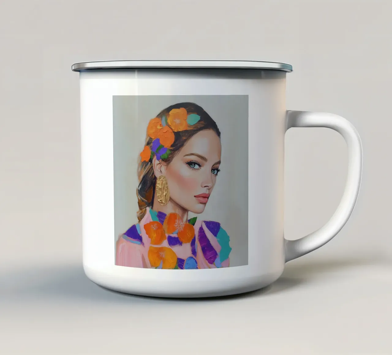 Bellezza femminile d'oro tazza in smalto da Carinaprint