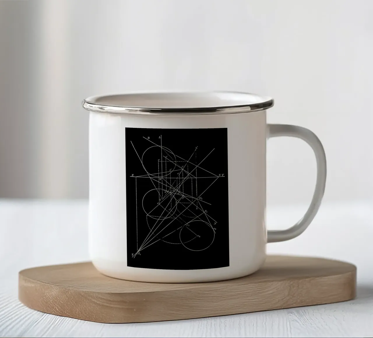 Compasses Emaille Tasse von Astër