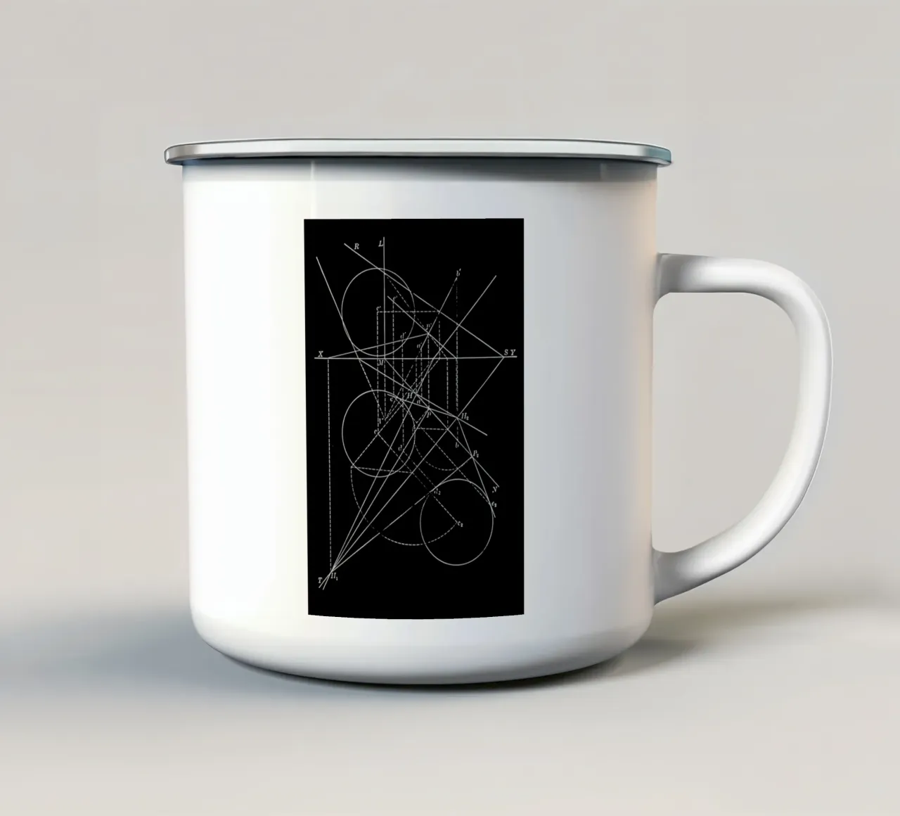 Compasses Emaille Tasse von Astër