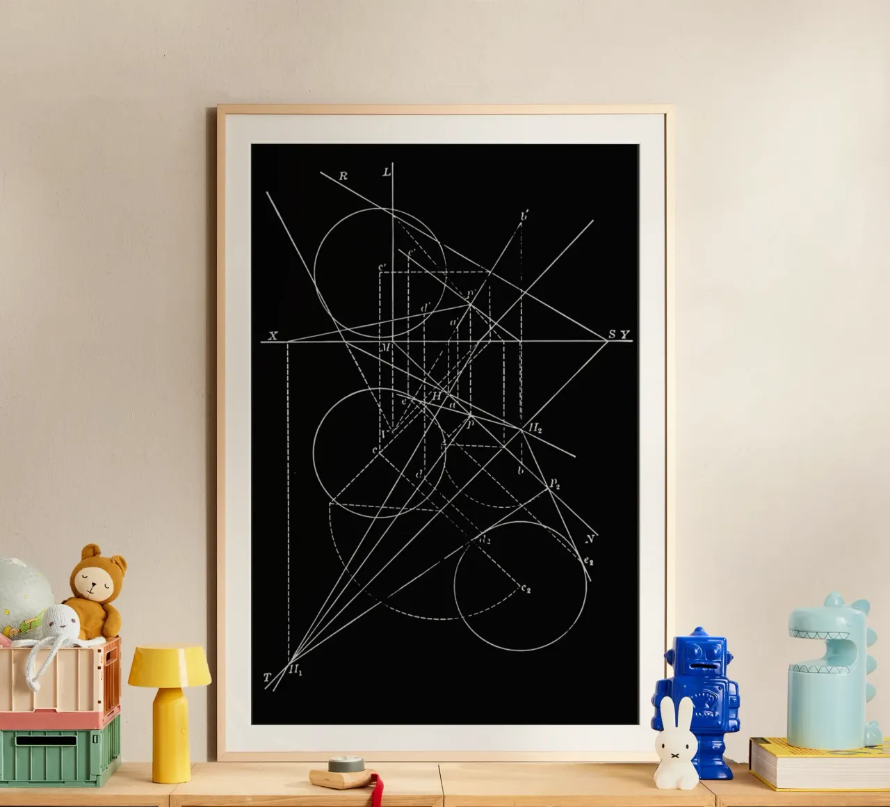 Compasses poster con telaio in legno da Astër