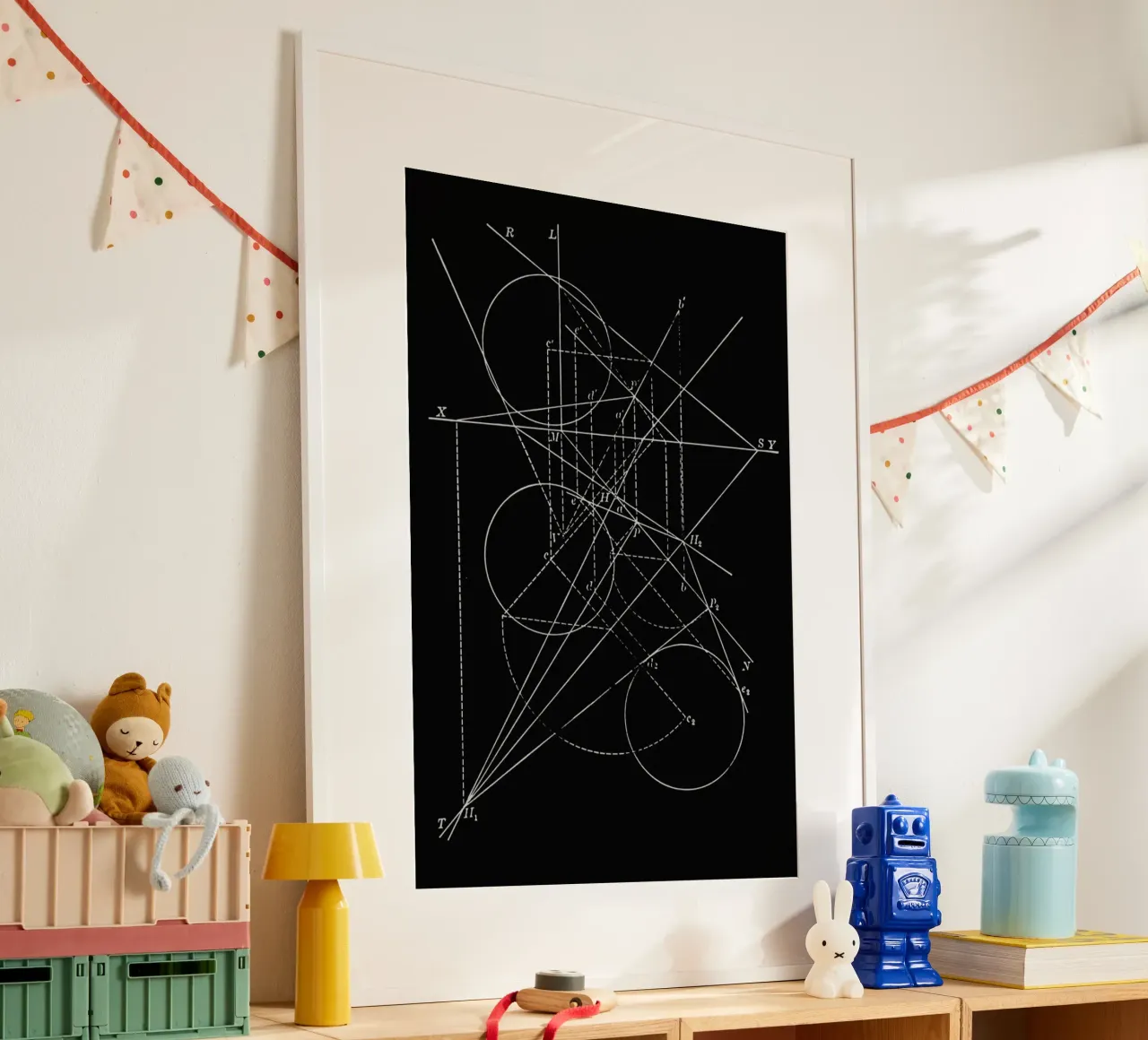 Compasses poster con telaio in legno da Astër