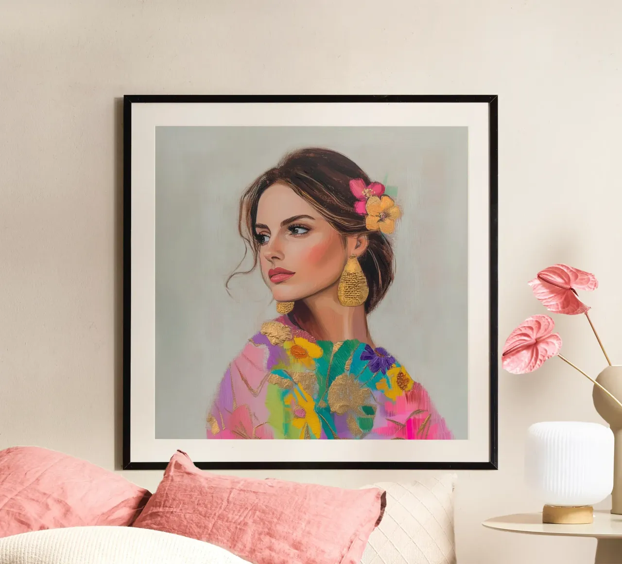 Luise Eleganza femminile poster con telaio in alluminio da Carinaprint