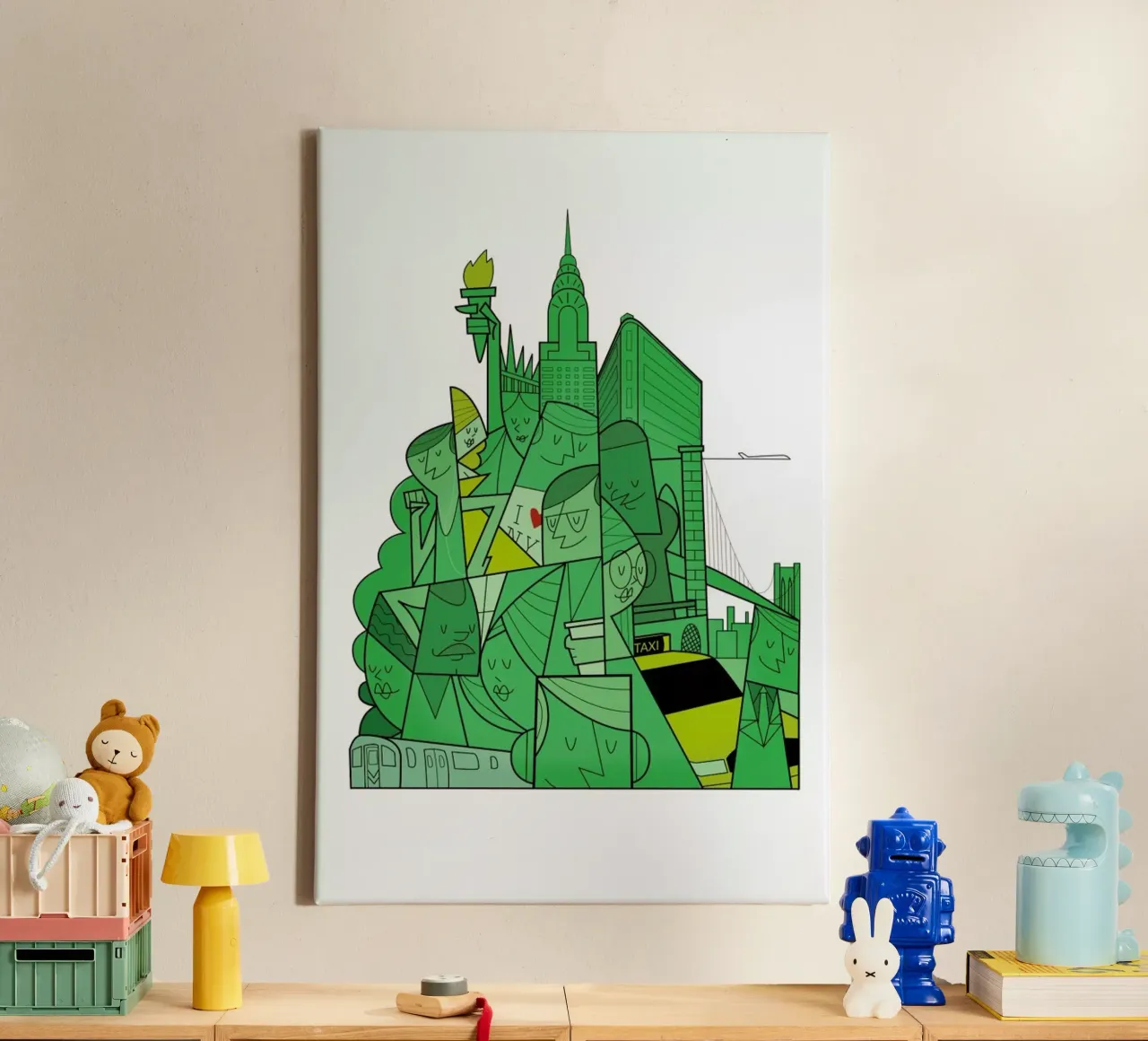New York canvas met Baklijst van Ale Giorgini