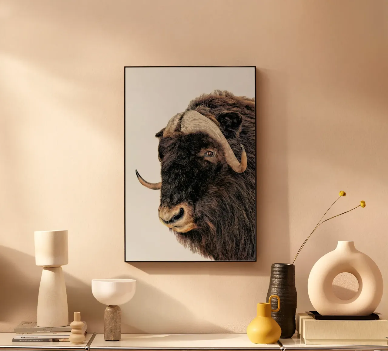 Majestic Power: Poster con testa di bisonte plexiglass da Curious Collections by Marielle Leenders