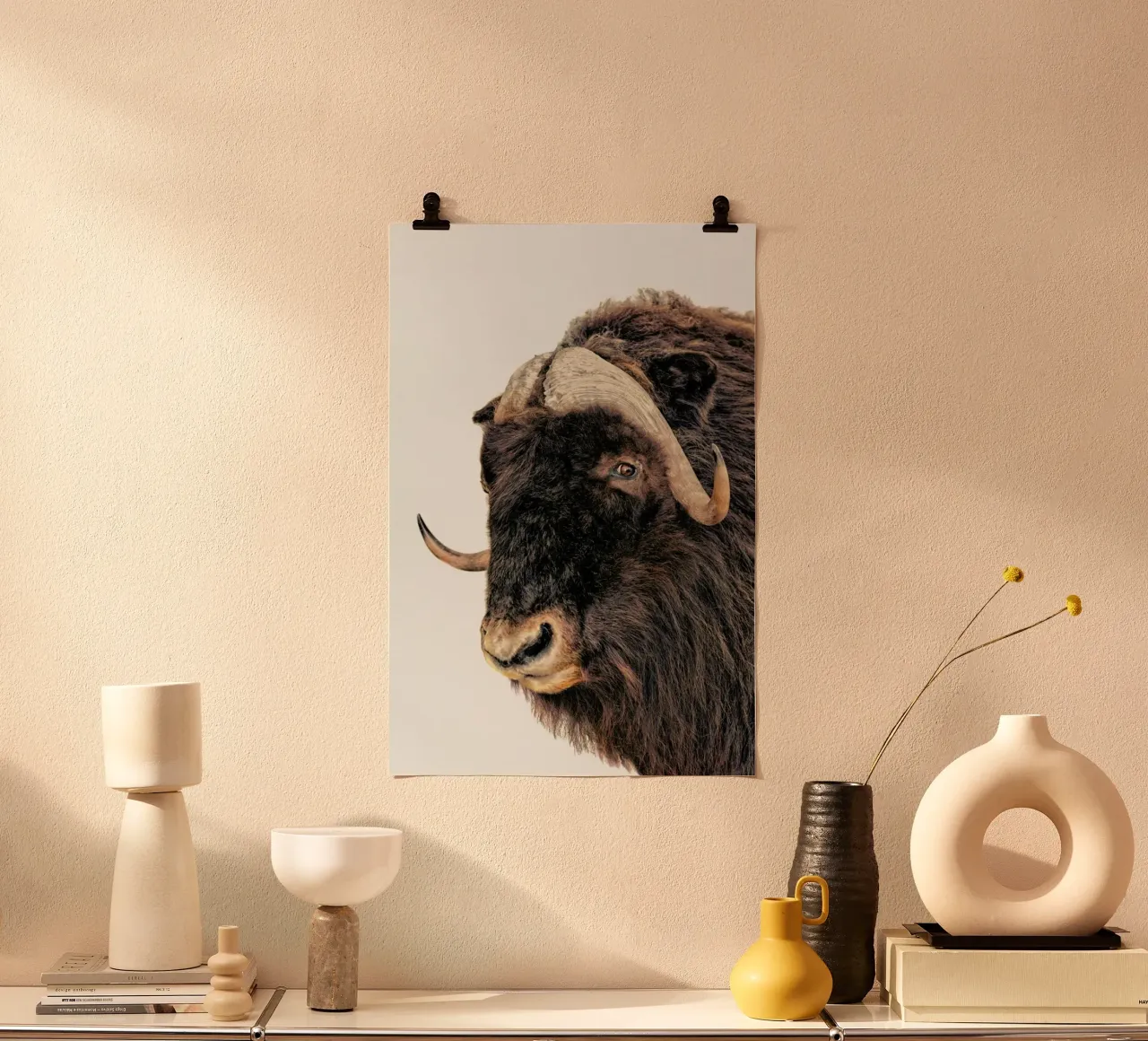 Majestic Power: Poster con testa di bisonte carta hahnemühle da Curious Collections by Marielle Leenders