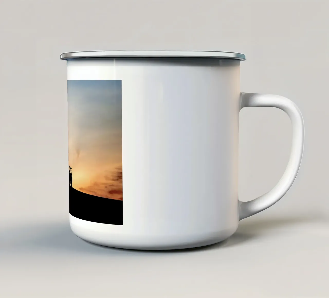 Sunset Sillhouettes tazza in smalto da Charlotte Curd
