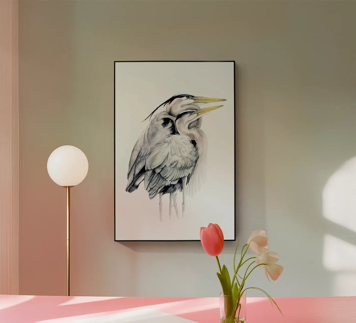 Grey Herons Acryl-Glas von Karolina Kijak