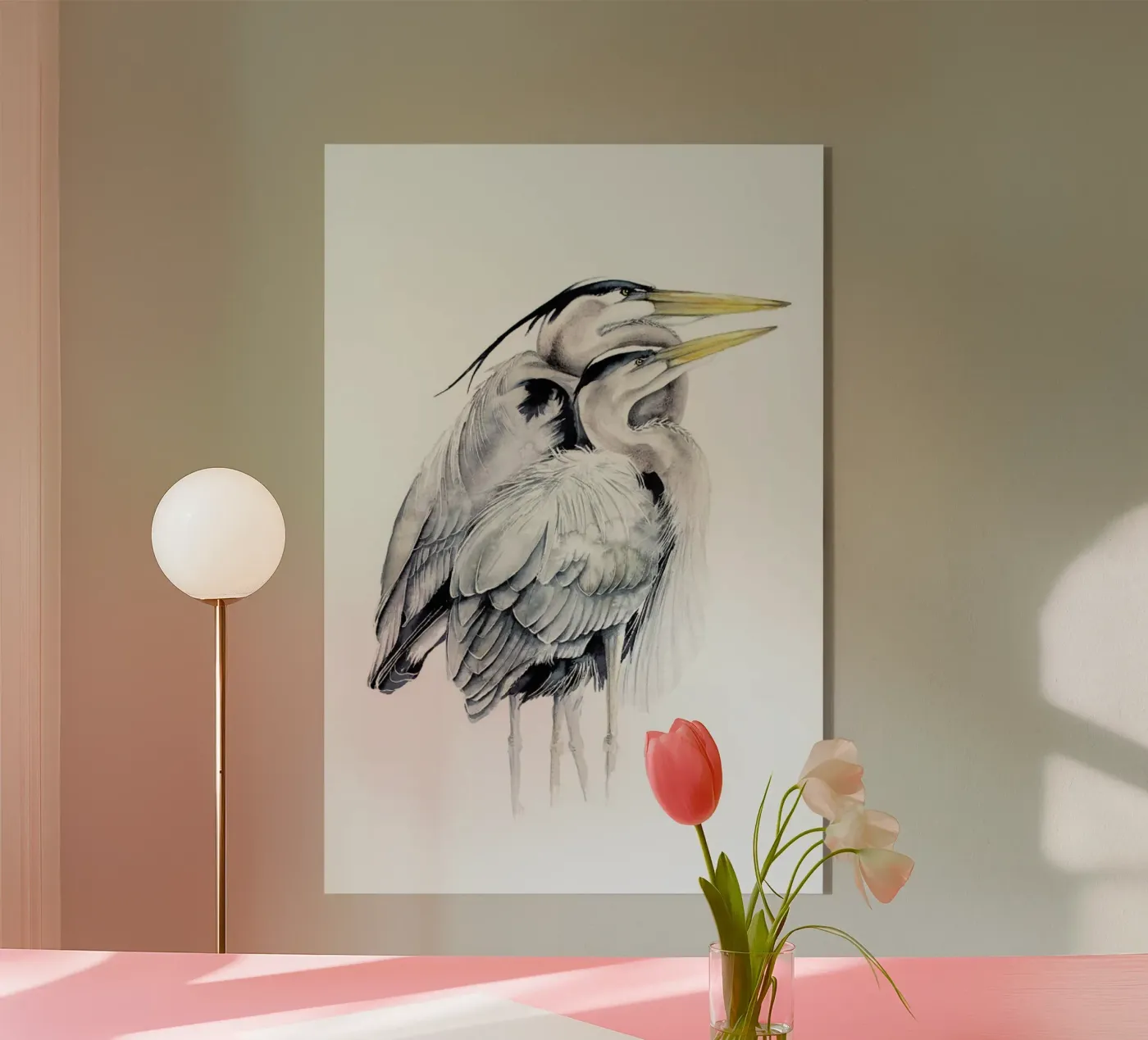 Grey Herons Acryl-Glas von Karolina Kijak