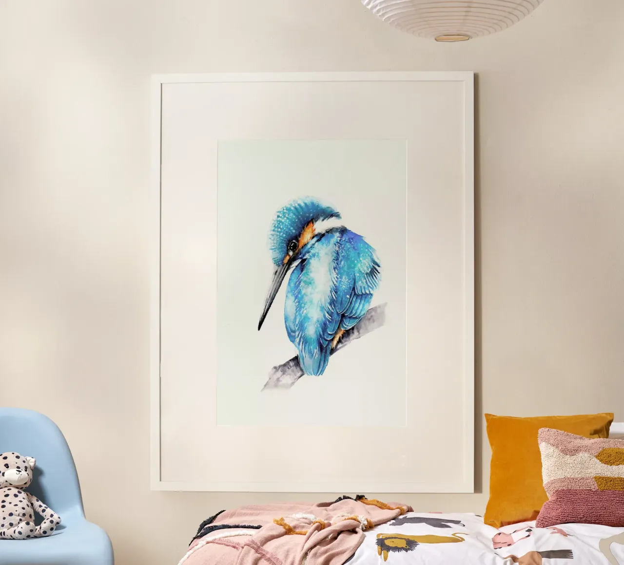 Kingfisher on the branch poster con telaio in alluminio da Karolina Kijak