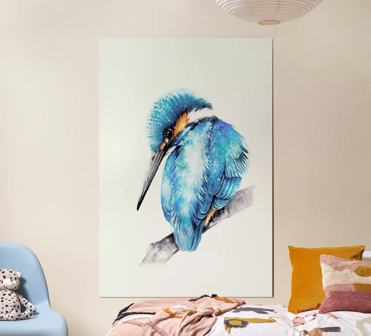 Kingfisher on the branch poster con telaio in alluminio da Karolina Kijak