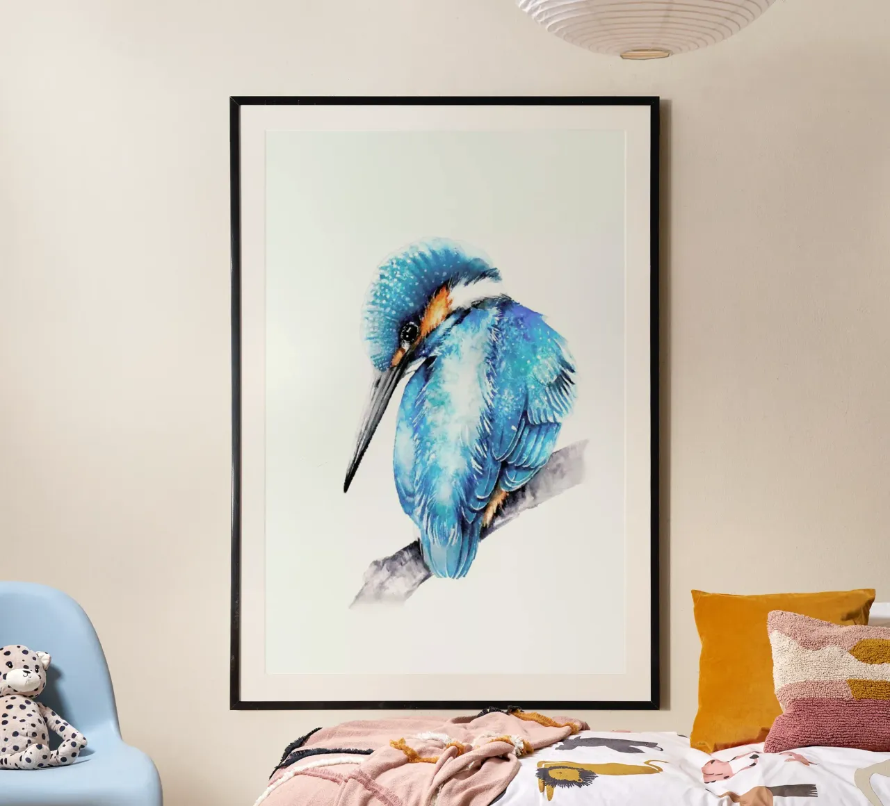 Kingfisher on the branch poster con telaio in alluminio da Karolina Kijak