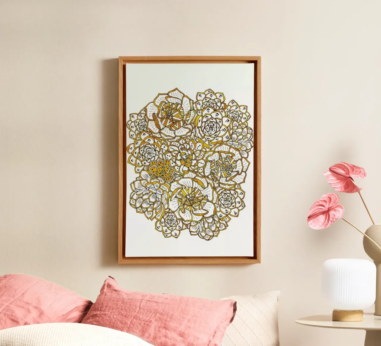 Succulent Bouquet tela con Cornice a cassetta da Pom Graphic Design
