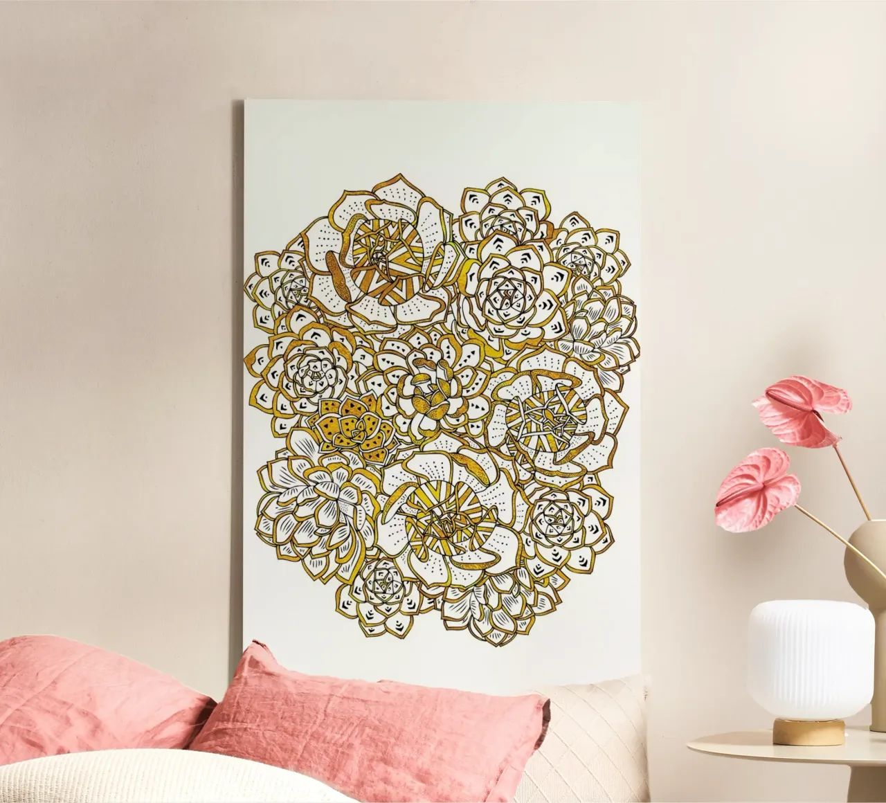 Succulent Bouquet tela con Cornice a cassetta da Pom Graphic Design