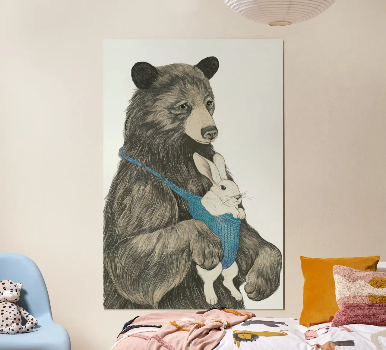 Bear Au Pair poster con telaio in plastica da Laura Graves