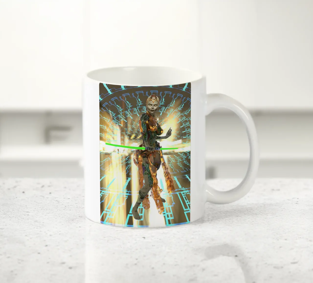 Grynn-Dyl - Sci-Fi Warrior with Lightsaber tazza in ceramica da the-witcher