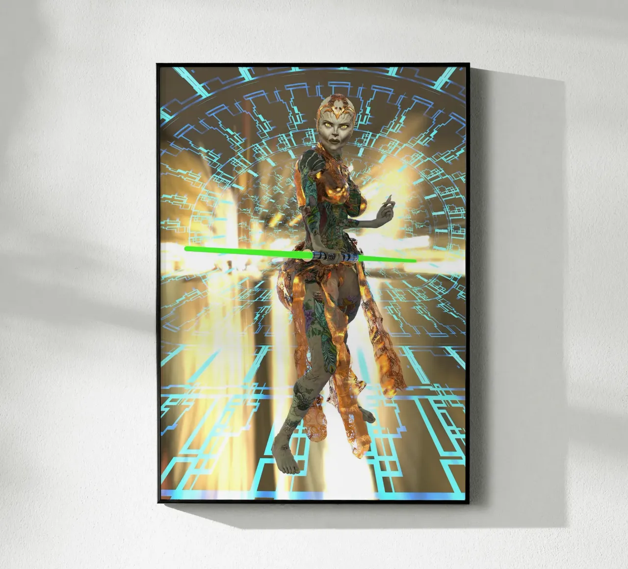 Grynn-Dyl - Sci-Fi Warrior with Lightsaber plexiglass da the-witcher