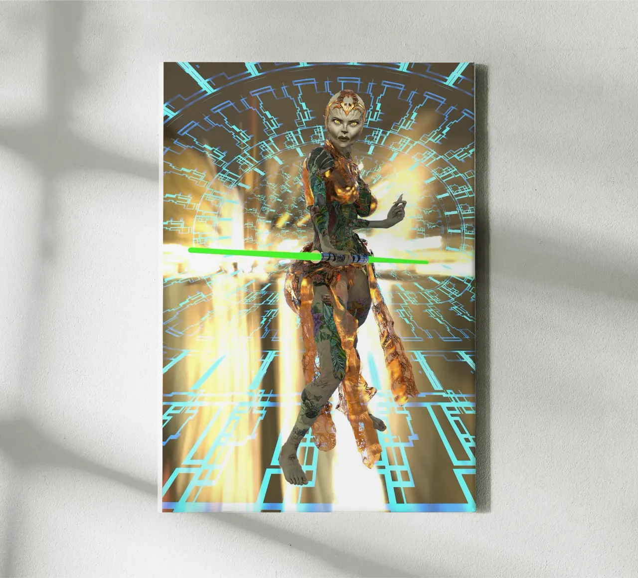 Grynn-Dyl - Sci-Fi Warrior with Lightsaber canvas by the-witcher