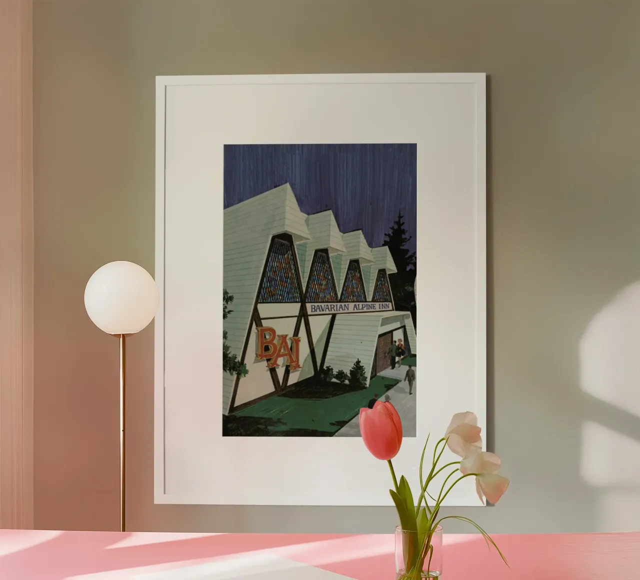Peak Time at The Bavarian Bar poster con telaio in plastica da Hemingway Design