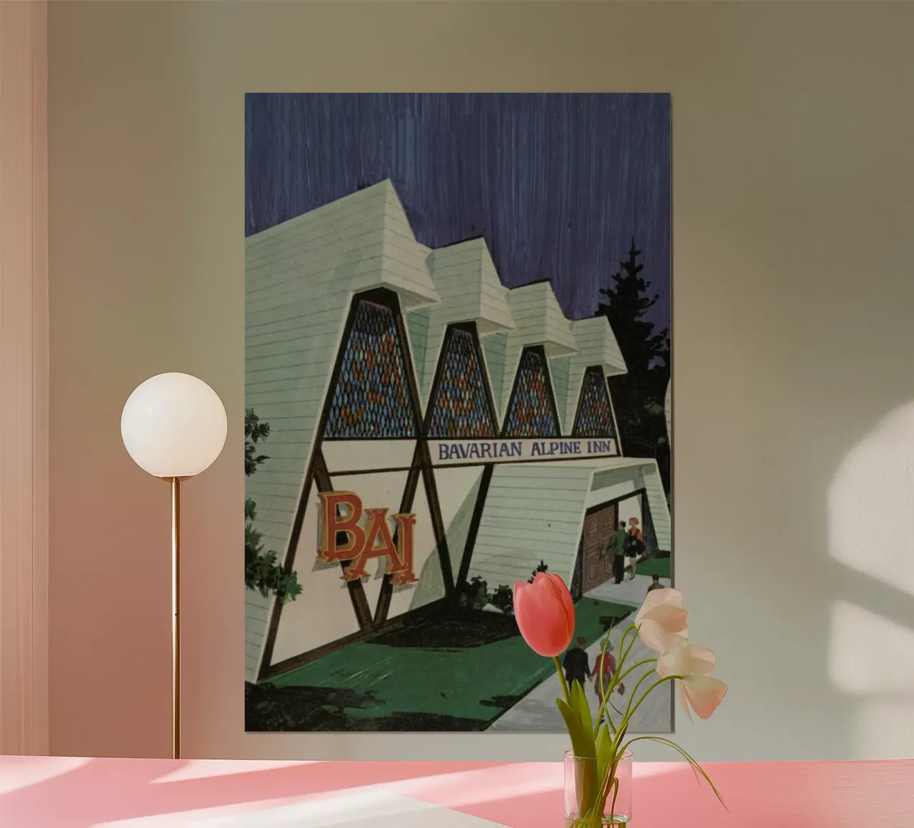 Peak Time at The Bavarian Bar poster con telaio in plastica da Hemingway Design