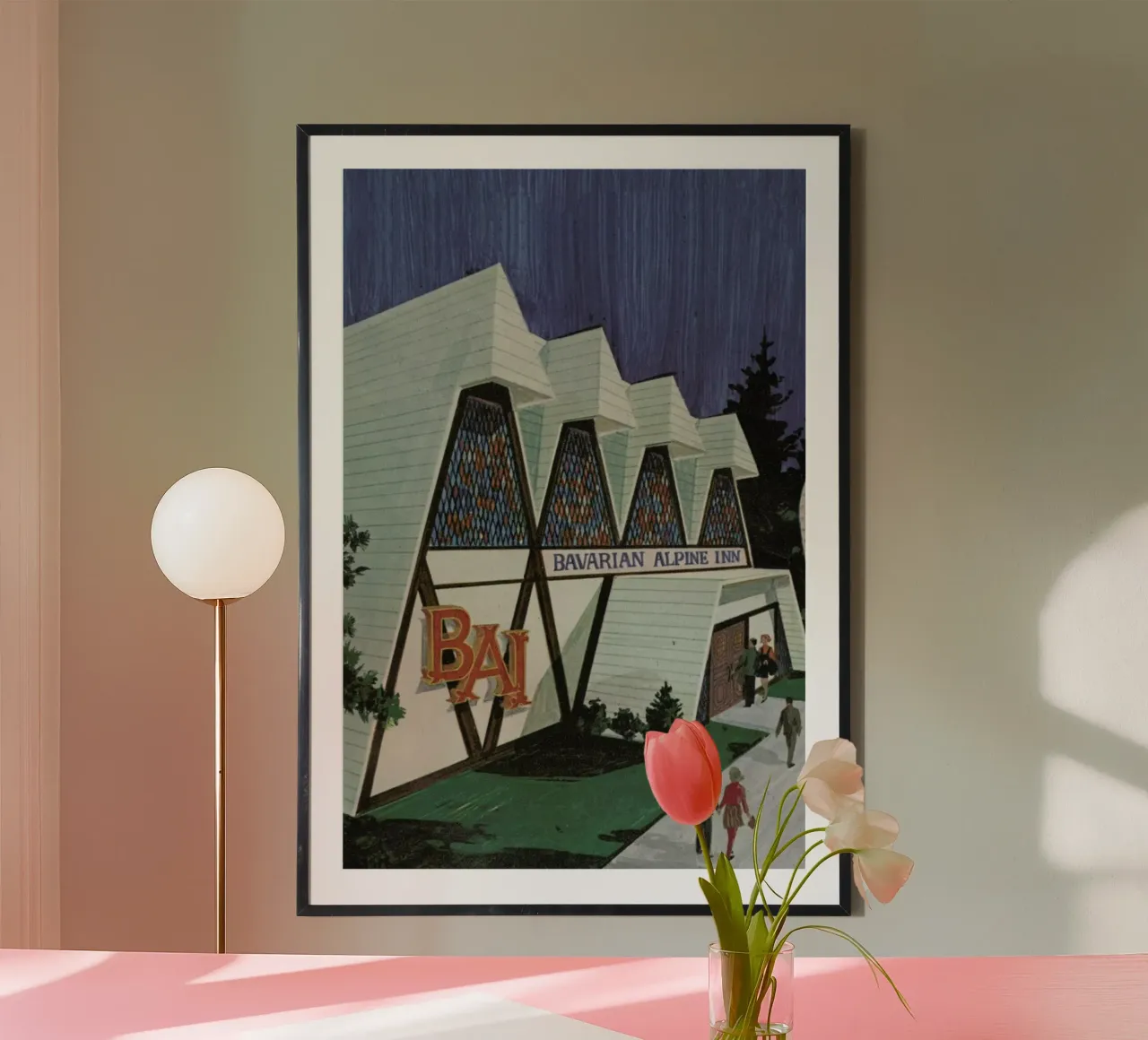 Peak Time at The Bavarian Bar poster con telaio in plastica da Hemingway Design
