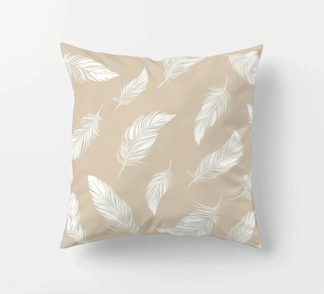 Feather-light pattern in beige decorative cushion by Autofocus