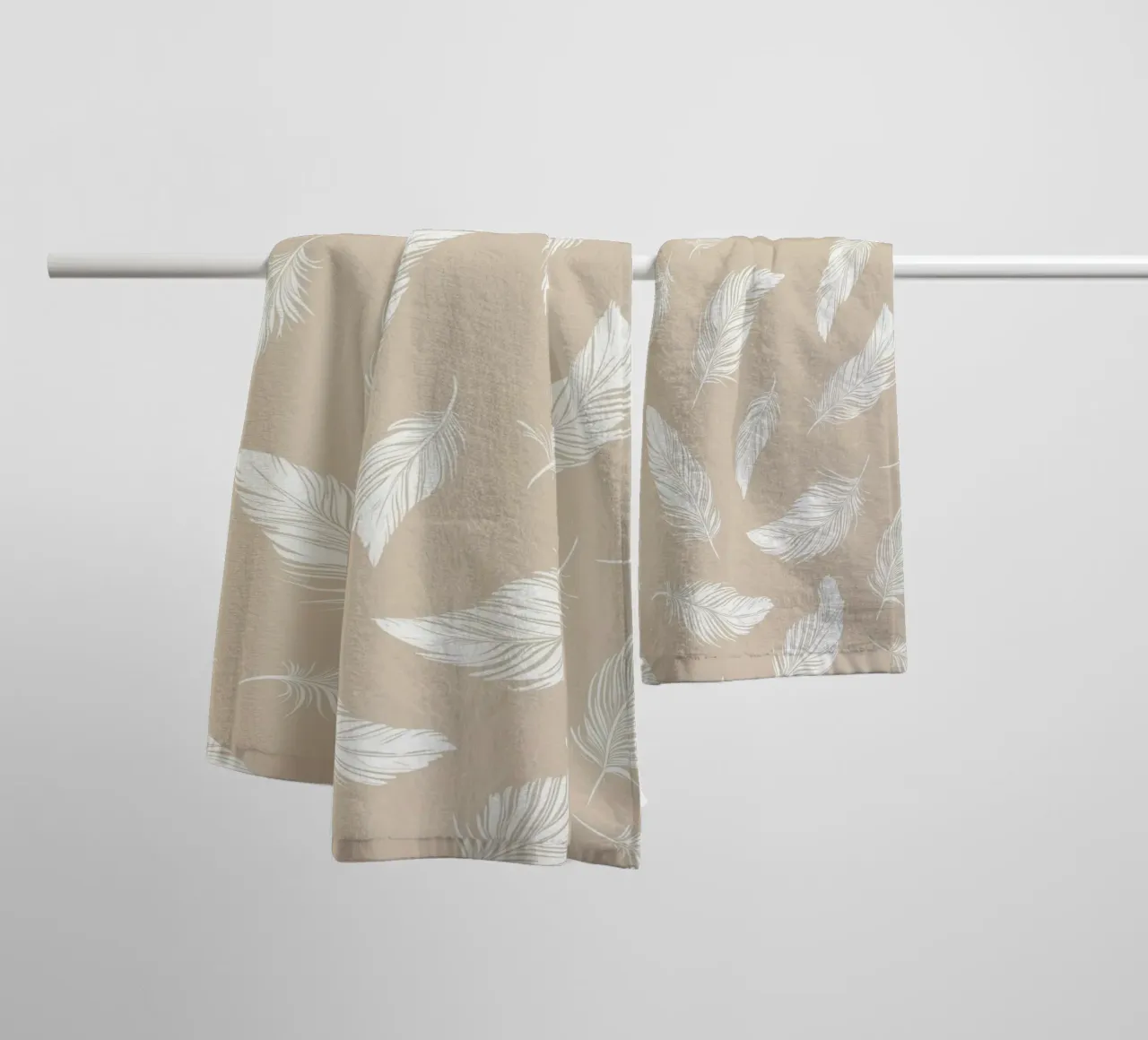 The grammar of the wind | Feather-light pattern in beige towel by Autofocus