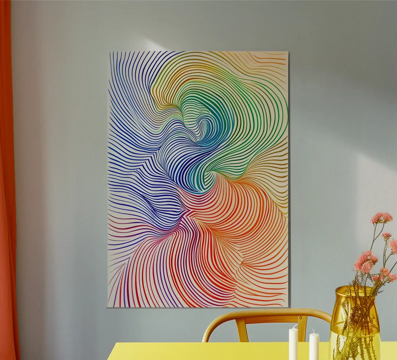 Rainbow Flow - Composizione astratta di colori alluminio dibond da Studio Mooodz