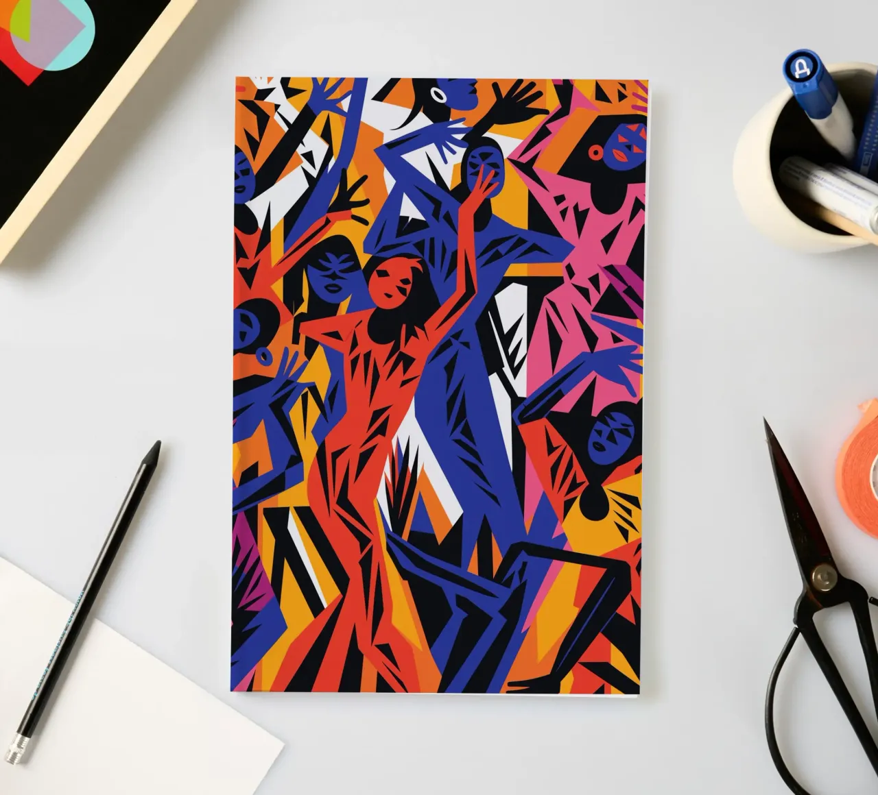 Choix des femmes | Tableau de danse cubiste abstrait carnet de notes de Autofocus