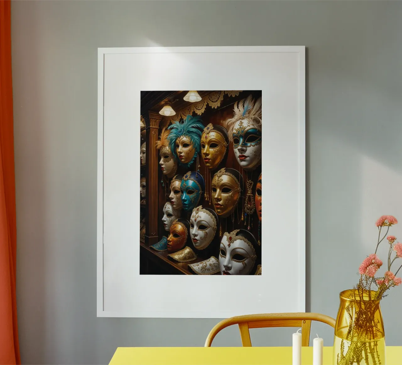 Venetian Mask Collection in Elegant Display poster da AlbertKlee