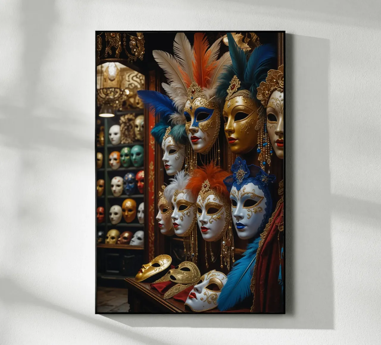 Intricately Designed Venetian Masks on Display plexiglass da AlbertKlee