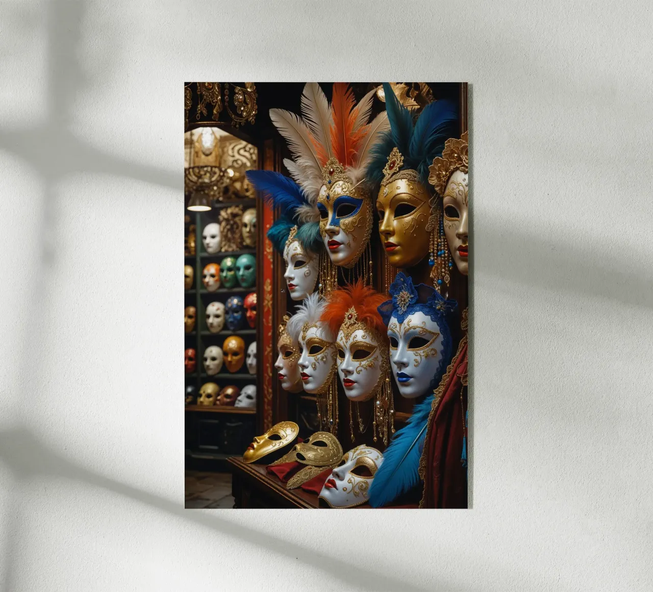 Intricately Designed Venetian Masks on Display plexiglass da AlbertKlee