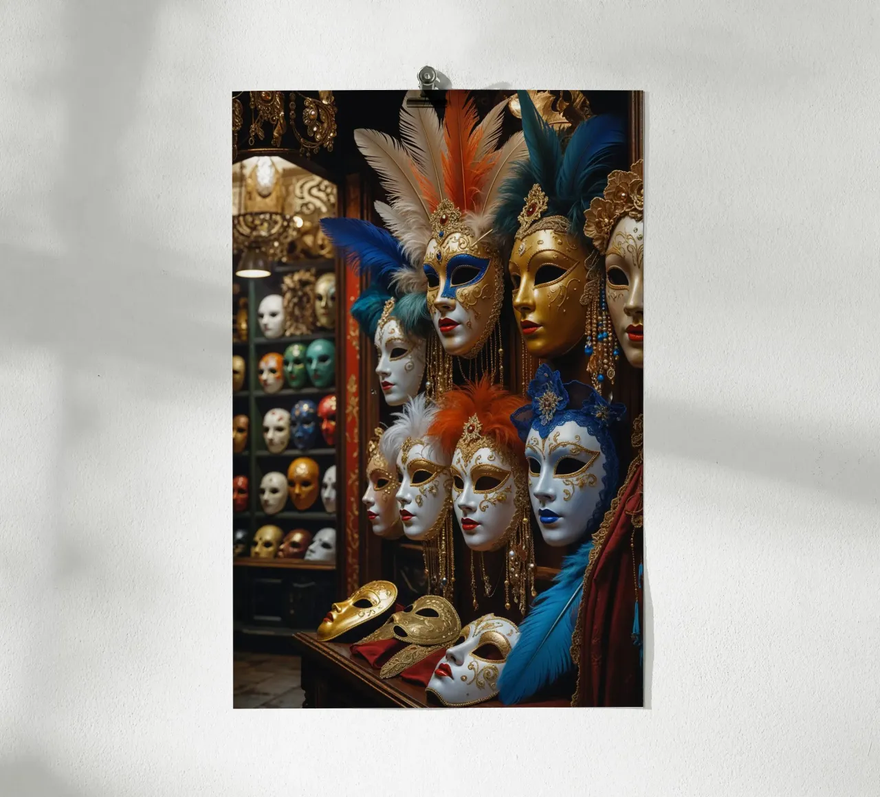 Intricately Designed Venetian Masks on Display carta hahnemühle da AlbertKlee