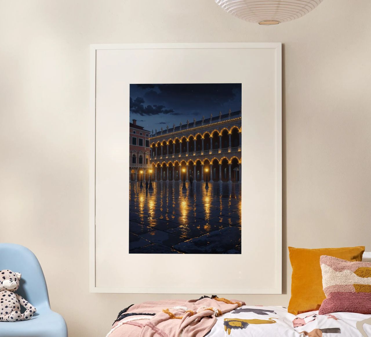 Venetian Nightscape: Illuminated Arches and Reflections Poster von AlbertKlee