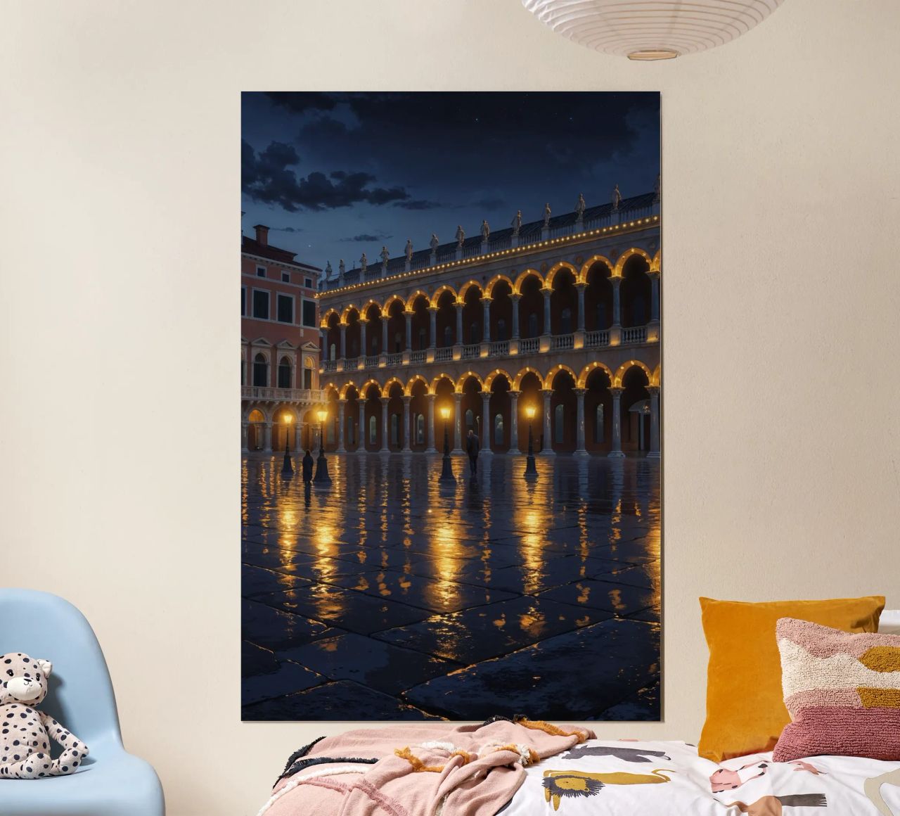 Venetian Nightscape: Illuminated Arches and Reflections Poster von AlbertKlee