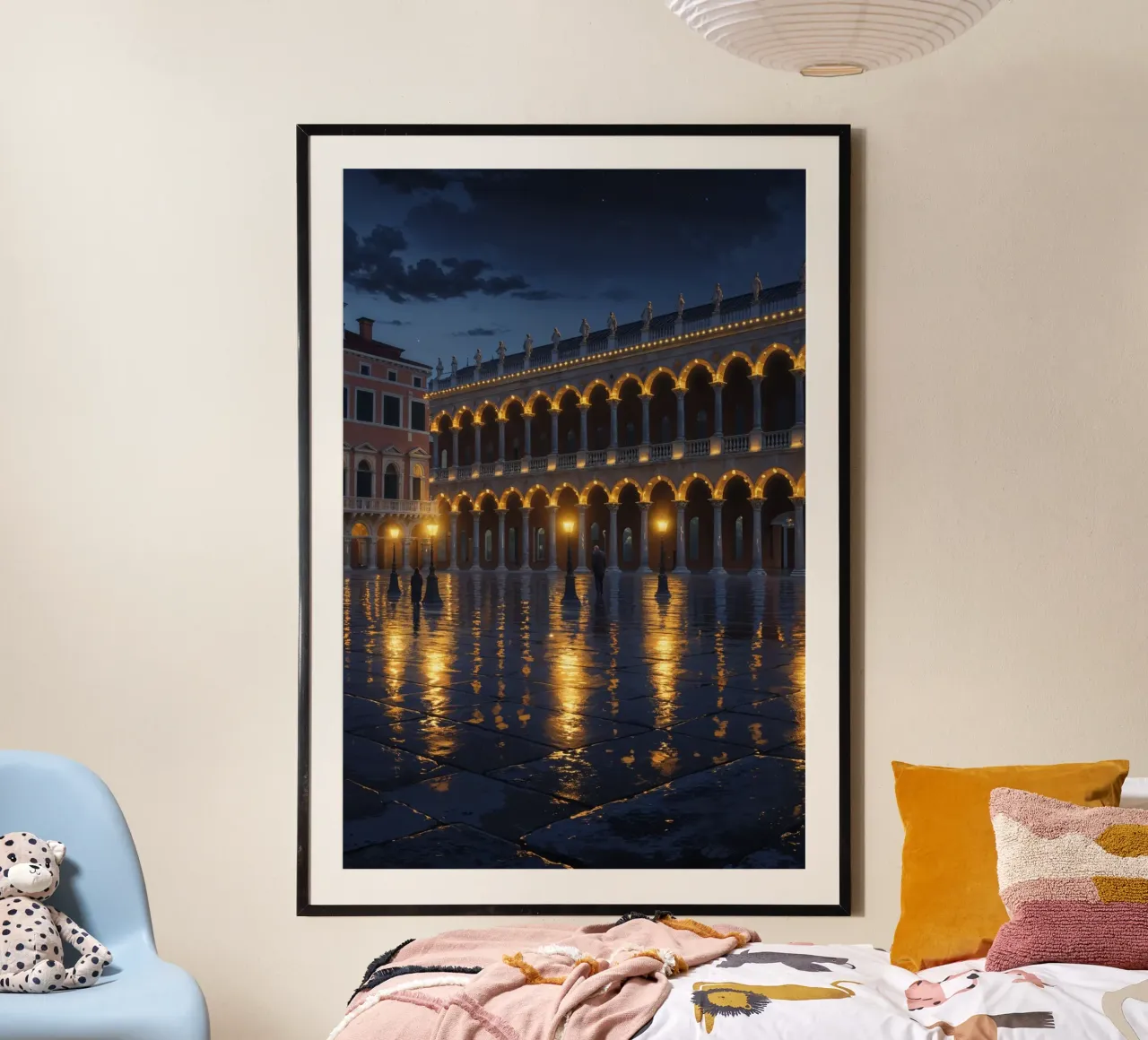 Venetian Nightscape: Illuminated Arches and Reflections hahnemühle by AlbertKlee
