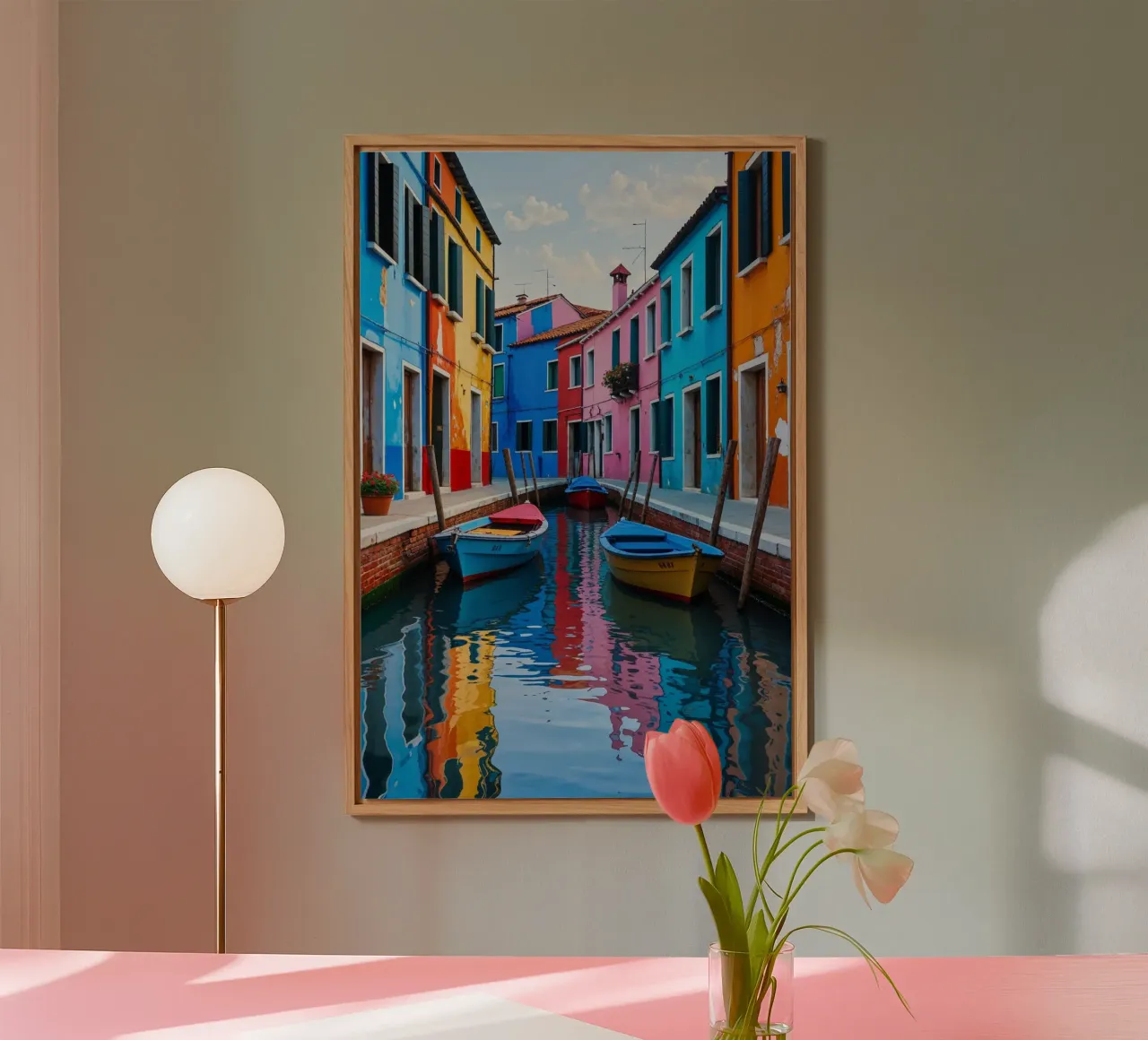 Burano’s Colorful Canal Reflections alluminio dibond da AlbertKlee