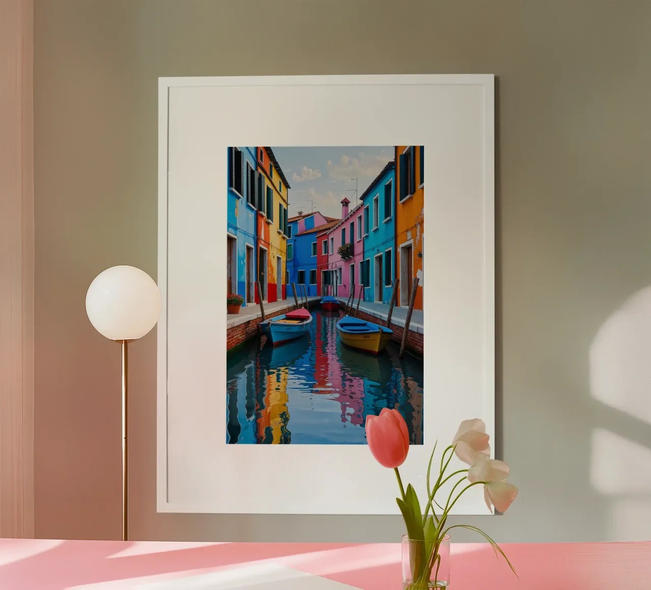 Burano’s Colorful Canal Reflections poster da AlbertKlee