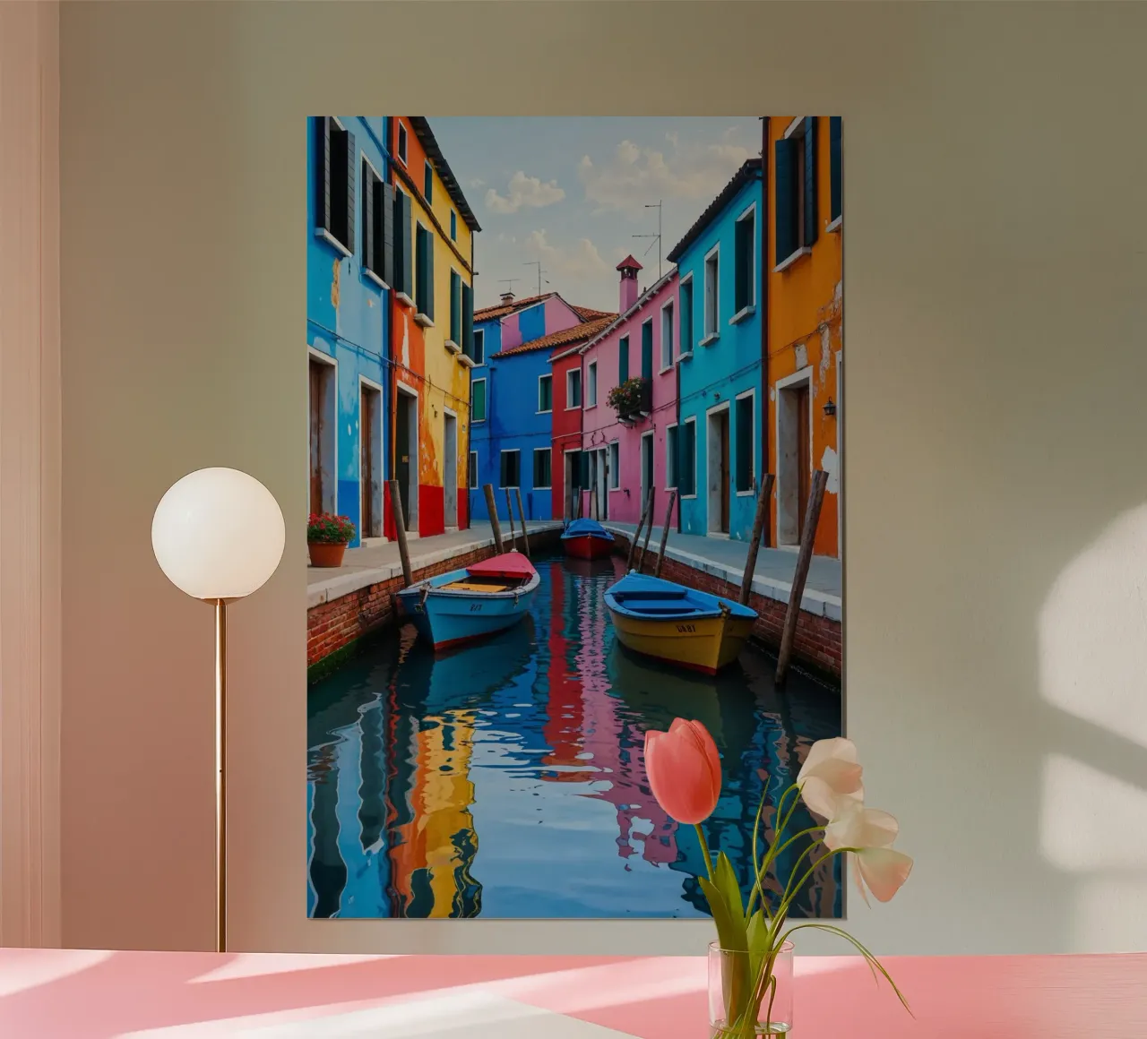 Burano’s Colorful Canal Reflections poster da AlbertKlee