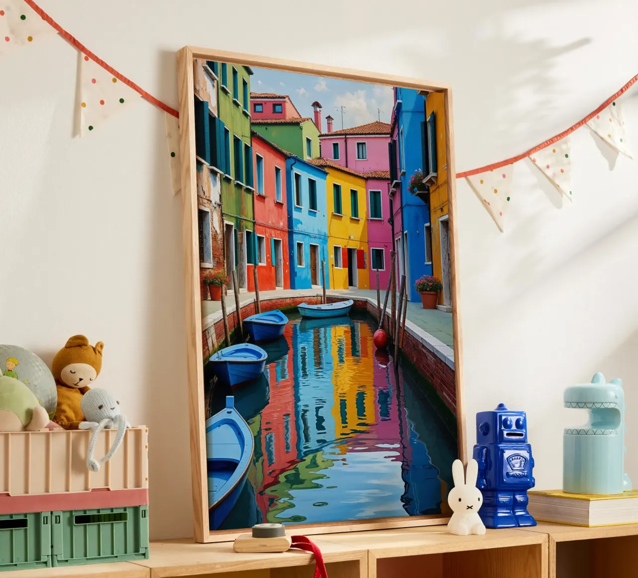 Burano’s Canals – A Dream in Color tela con Cornice a cassetta da AlbertKlee