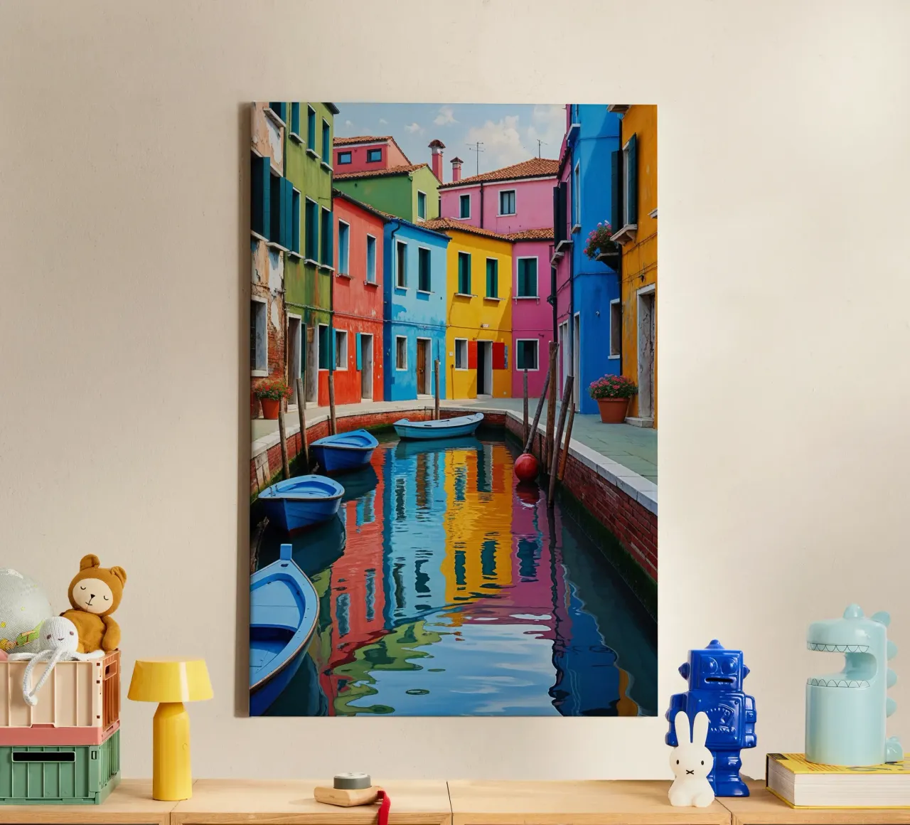 Burano’s Canals – A Dream in Color tela con Cornice a cassetta da AlbertKlee