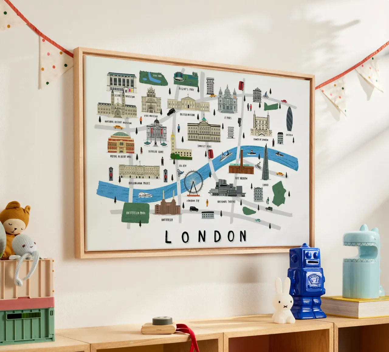 Londen Kaart canvas met Baklijst van Alex Foster