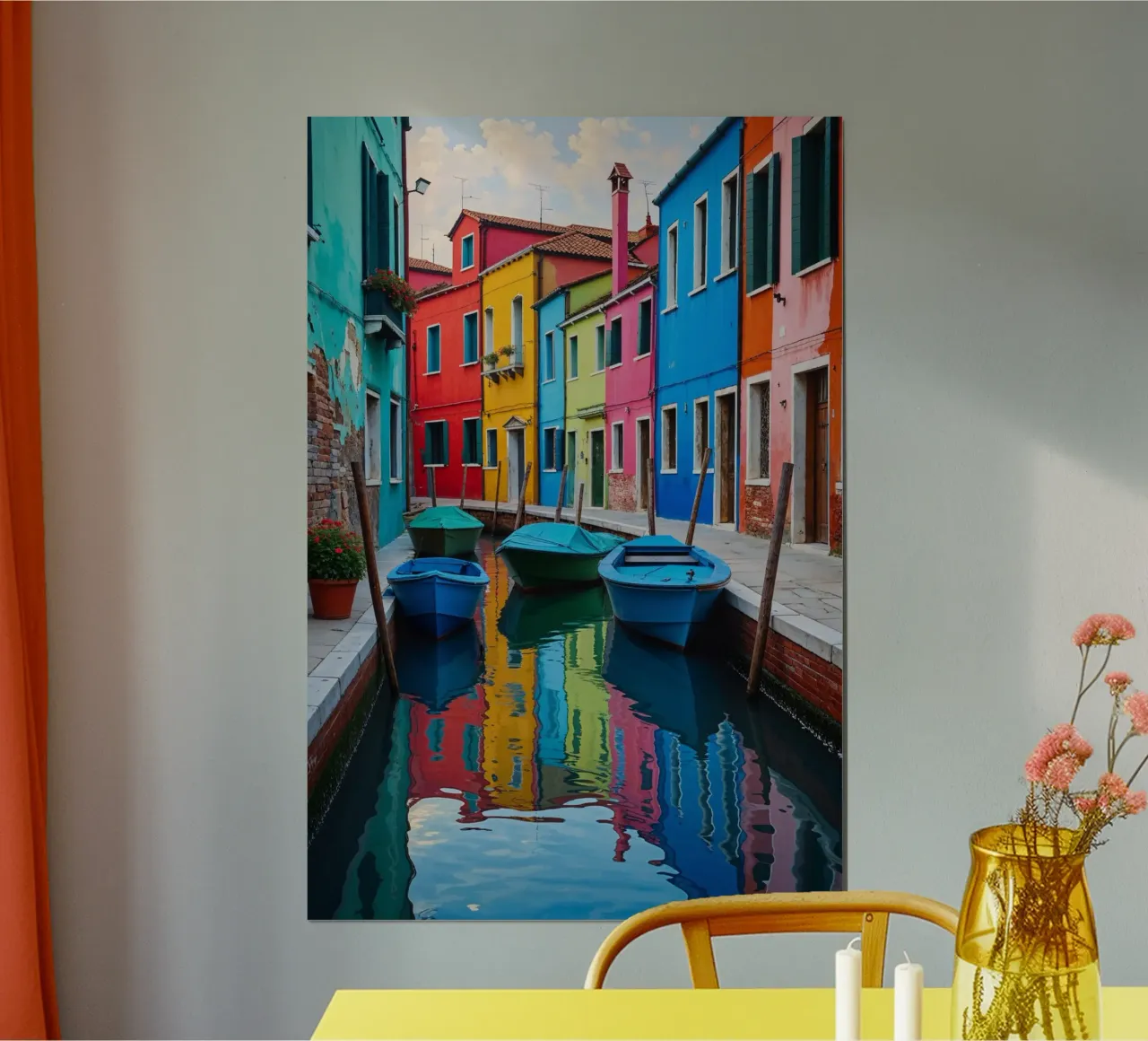 The Magic of Burano’s Waterways poster con telaio in plastica da AlbertKlee
