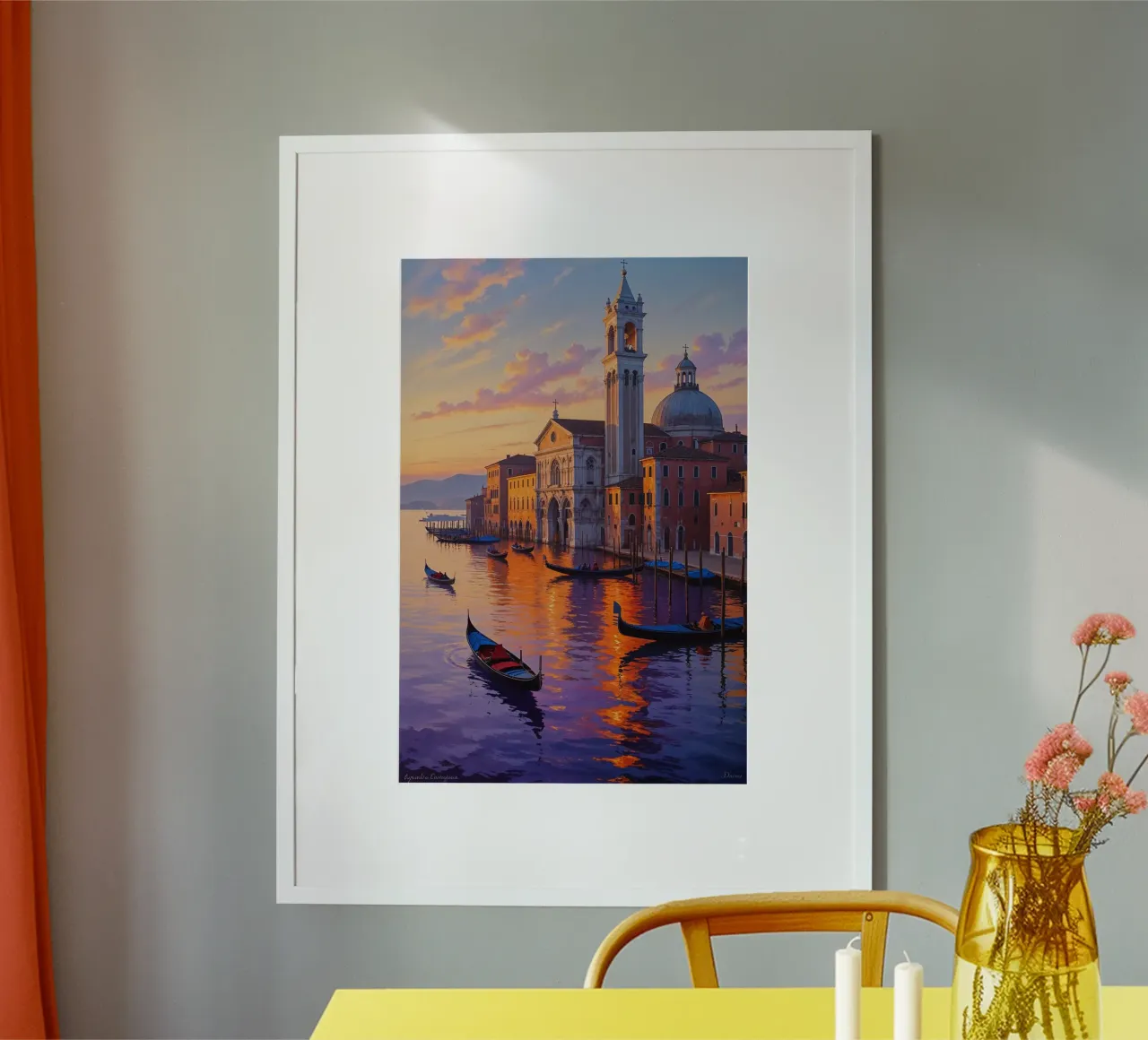 Sunset Serenity in Venice poster con telaio in legno da AlbertKlee