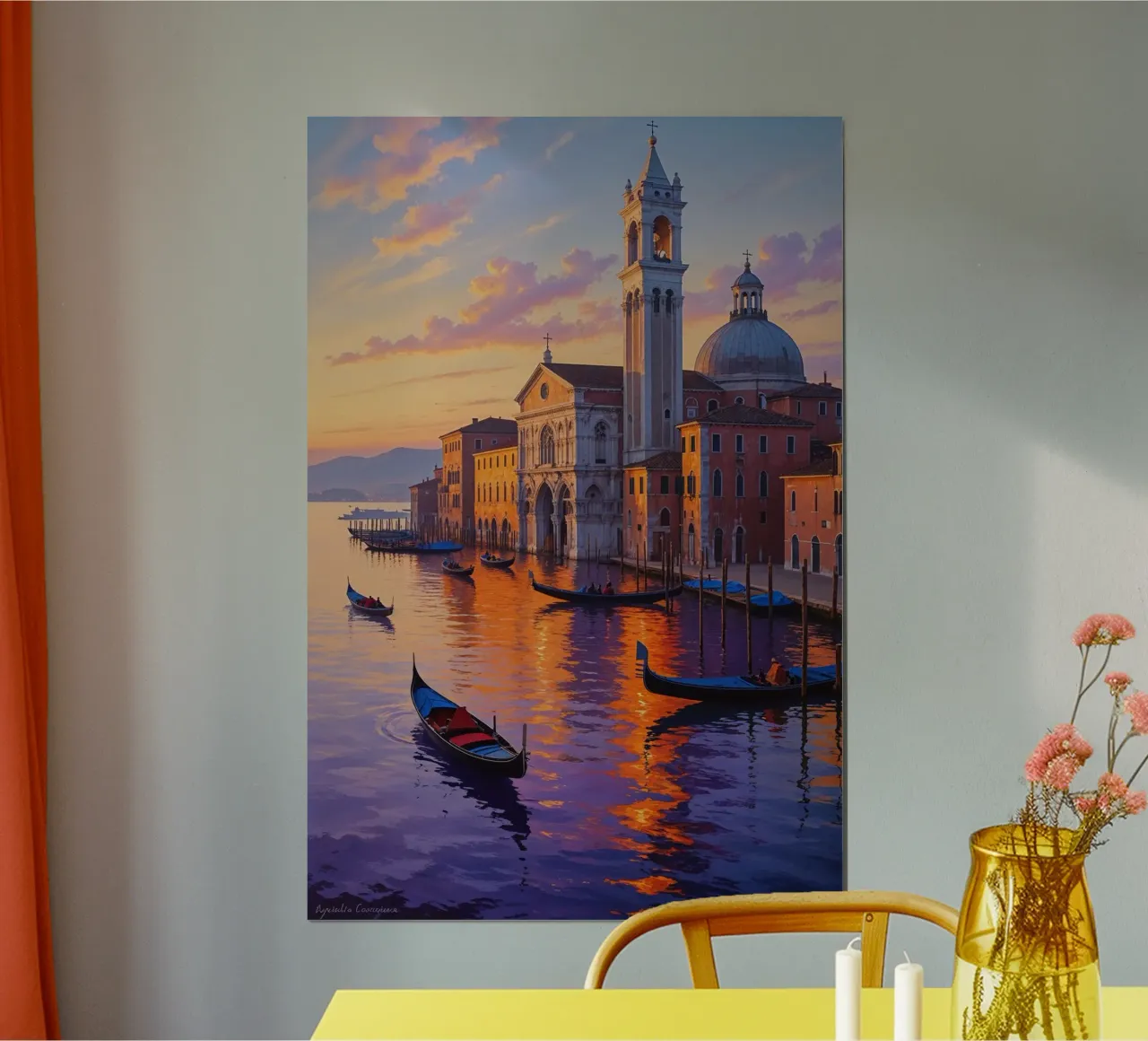 Sunset Serenity in Venice poster con telaio in legno da AlbertKlee