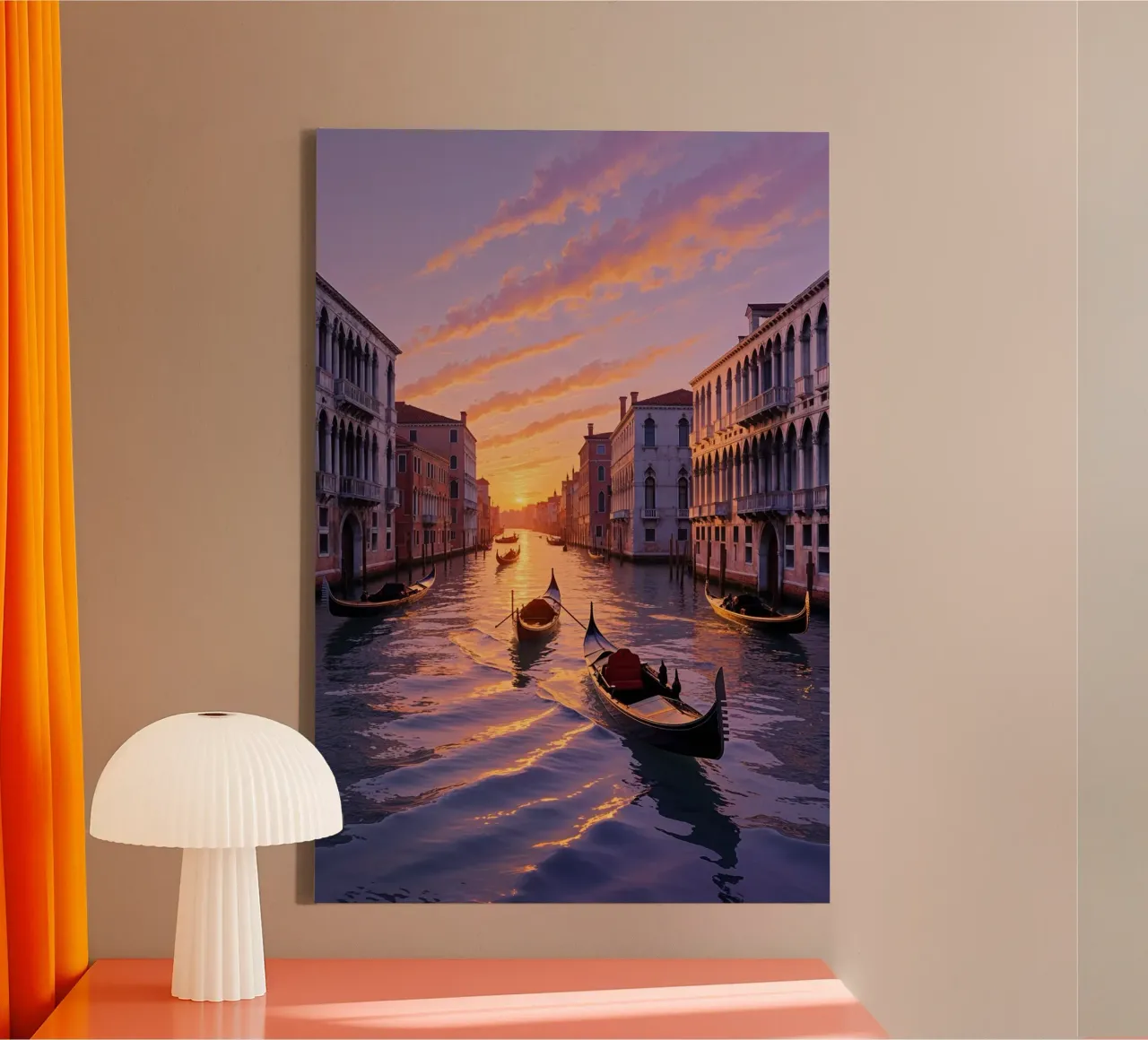 Gondolas at Dusk on the Grand Canal tela con Cornice a cassetta da AlbertKlee