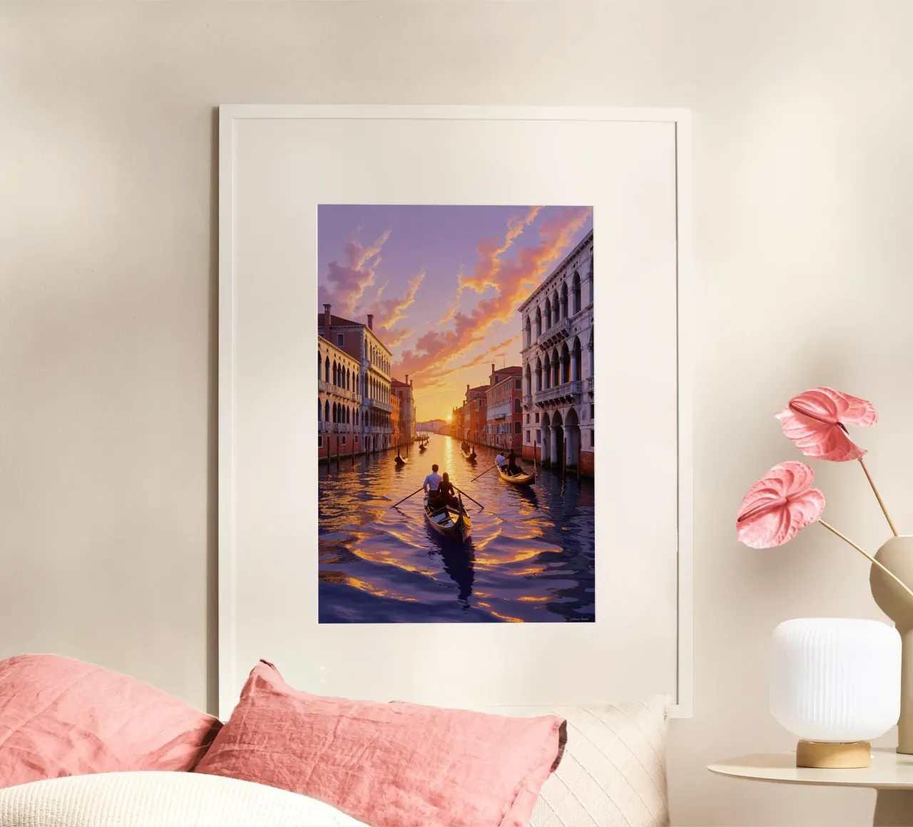Golden Hour on the Grand Canal poster con telaio in plastica da AlbertKlee